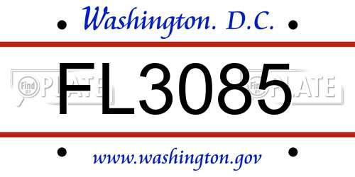 FL3085 District Of Columbia License Plate