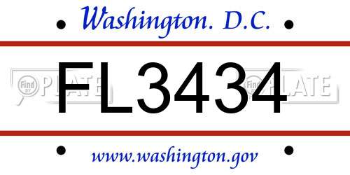 FL3434 District Of Columbia License Plate