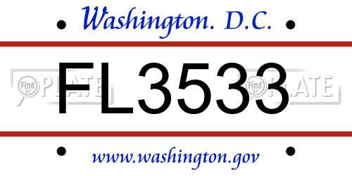 FL3533 District Of Columbia License Plate