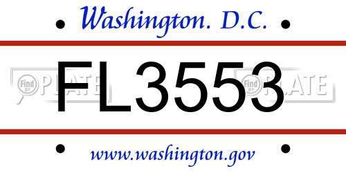 FL3553 District Of Columbia License Plate