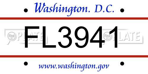 FL3941 District Of Columbia License Plate