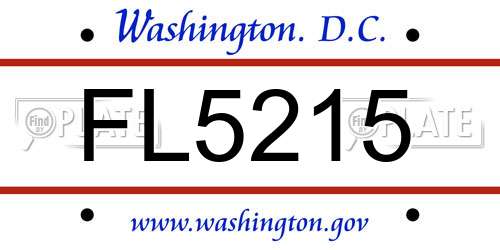 FL5215 District Of Columbia License Plate