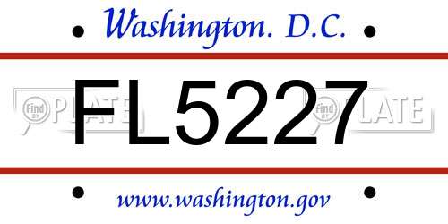 FL5227 District Of Columbia License Plate
