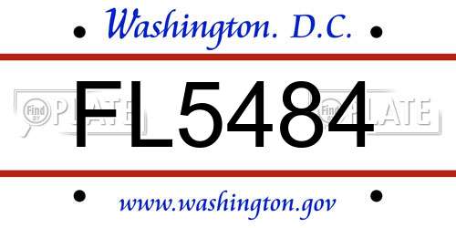 FL5484 District Of Columbia License Plate