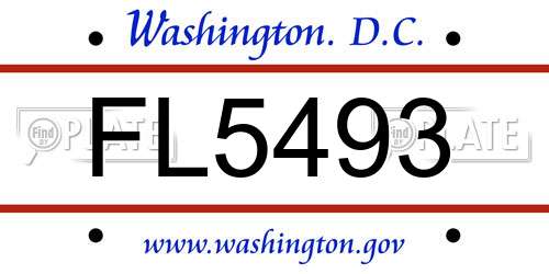 FL5493 District Of Columbia License Plate