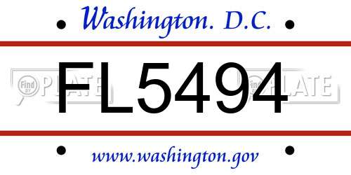 FL5494 District Of Columbia License Plate
