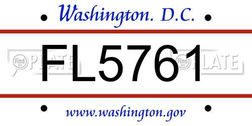 FL5761 District Of Columbia License Plate