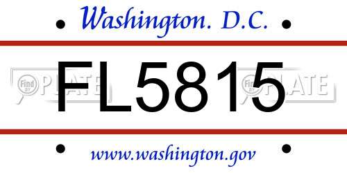 FL5815 District Of Columbia License Plate