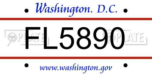 FL5890 District Of Columbia License Plate