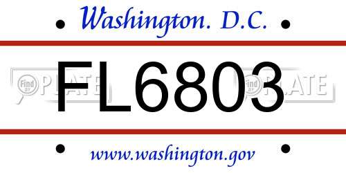 FL6803 District Of Columbia License Plate