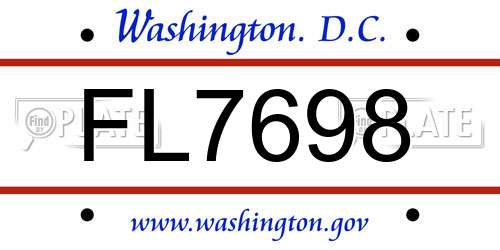 FL7698 District Of Columbia License Plate