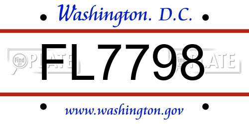 FL7798 District Of Columbia License Plate