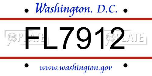 FL7912 District Of Columbia License Plate