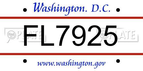 FL7925 District Of Columbia License Plate