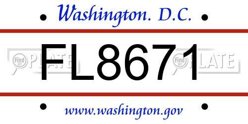 FL8671 District Of Columbia License Plate