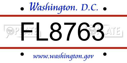 FL8763 District Of Columbia License Plate