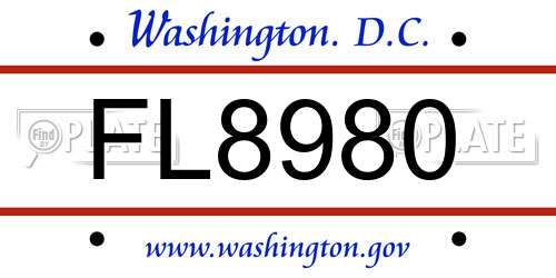 FL8980 District Of Columbia License Plate