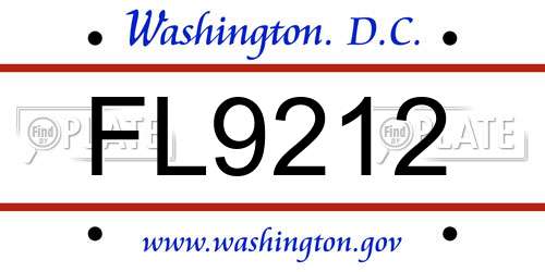 FL9212 District Of Columbia License Plate