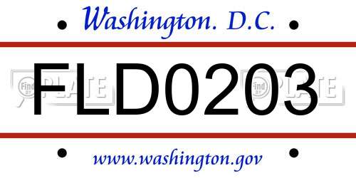 FLD0203 District Of Columbia License Plate
