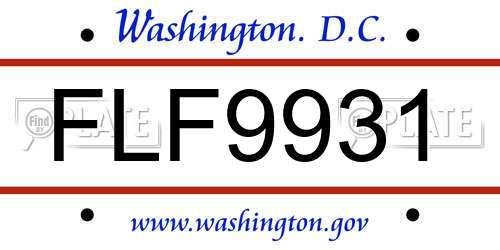 FLF9931 District Of Columbia License Plate