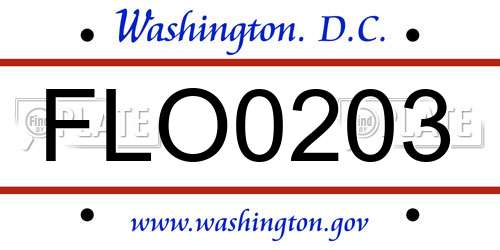 FLO0203 District Of Columbia License Plate