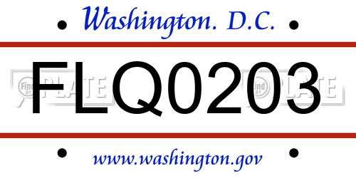 FLQ0203 District Of Columbia License Plate