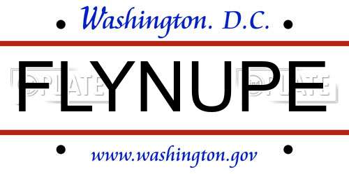 FLYNUPE District Of Columbia License Plate