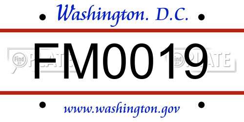 FM0019 District Of Columbia License Plate