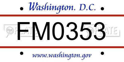 FM0353 District Of Columbia License Plate