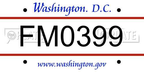 FM0399 District Of Columbia License Plate