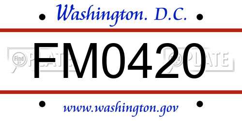 FM0420 District Of Columbia License Plate