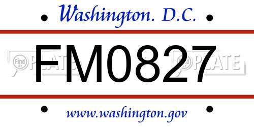 FM0827 District Of Columbia License Plate