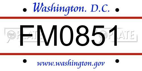 FM0851 District Of Columbia License Plate
