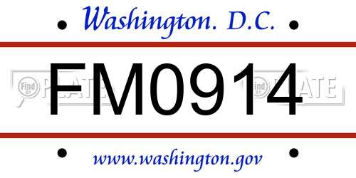 FM0914 District Of Columbia License Plate