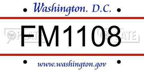 FM1108 District Of Columbia License Plate
