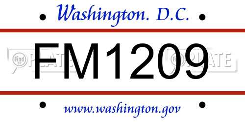 FM1209 District Of Columbia License Plate