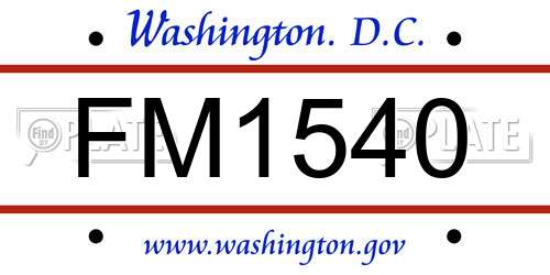 FM1540 District Of Columbia License Plate