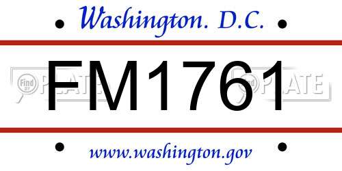 FM1761 District Of Columbia License Plate