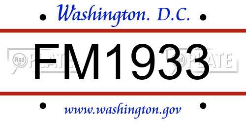 FM1933 District Of Columbia License Plate
