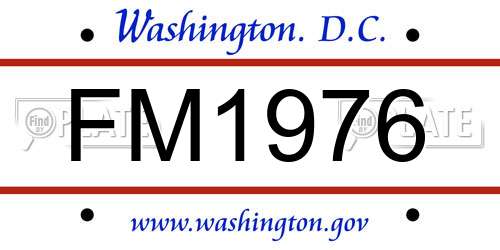 FM1976 District Of Columbia License Plate