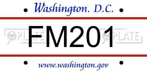 FM201 District Of Columbia License Plate