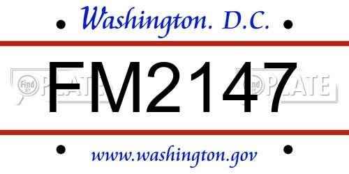 FM2147 District Of Columbia License Plate