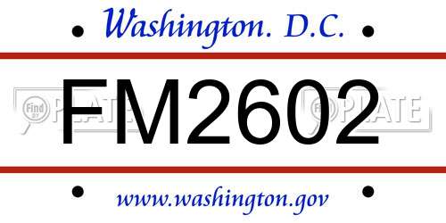 FM2602 District Of Columbia License Plate