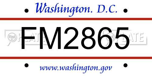 FM2865 District Of Columbia License Plate