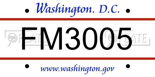 FM3005 District Of Columbia License Plate