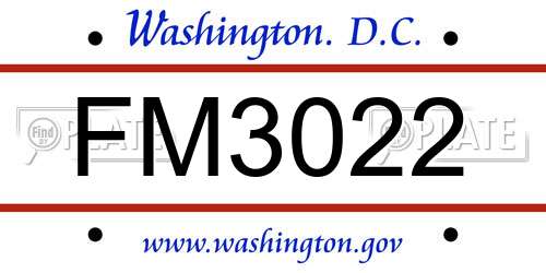 FM3022 District Of Columbia License Plate