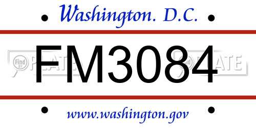 FM3084 District Of Columbia License Plate