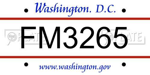 FM3265 District Of Columbia License Plate
