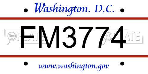 FM3774 District Of Columbia License Plate