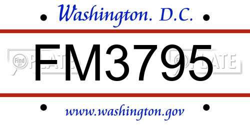 FM3795 District Of Columbia License Plate